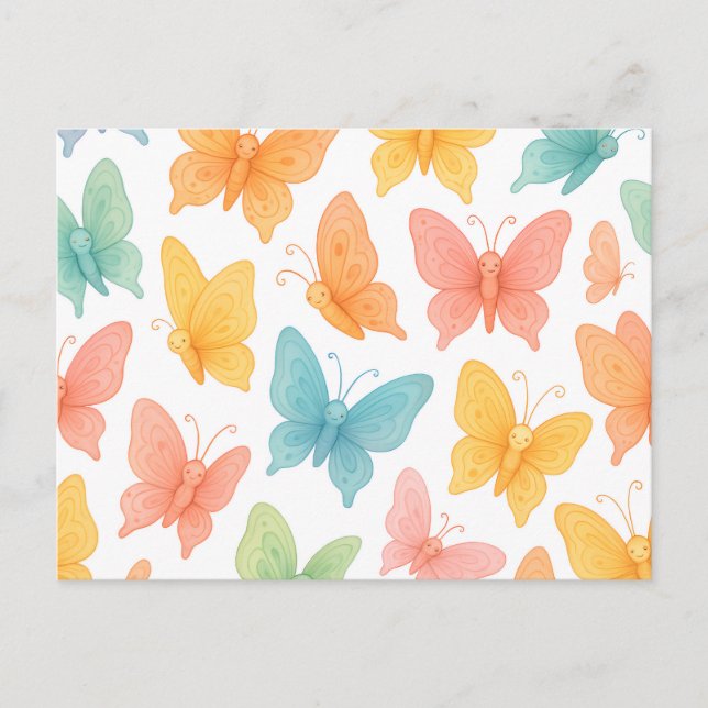 "Whimsical Butterflies" Meddelande Vykort (Framsida)