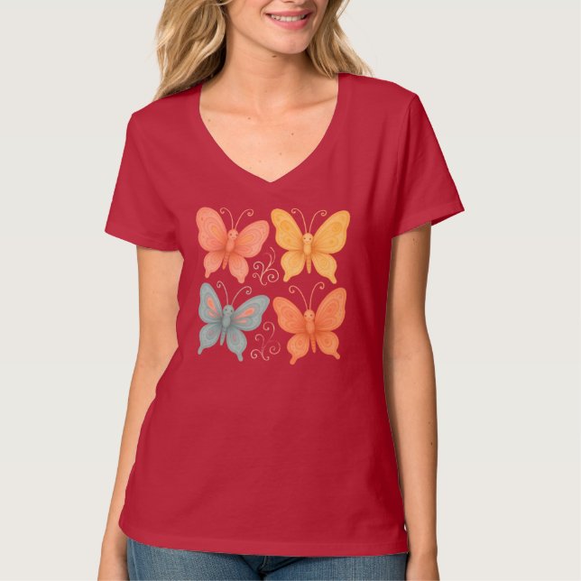 Whimsical Butterflies T Shirt (Framsida)