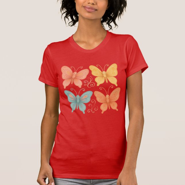 Whimsical Butterflies  T Shirt (Framsida)