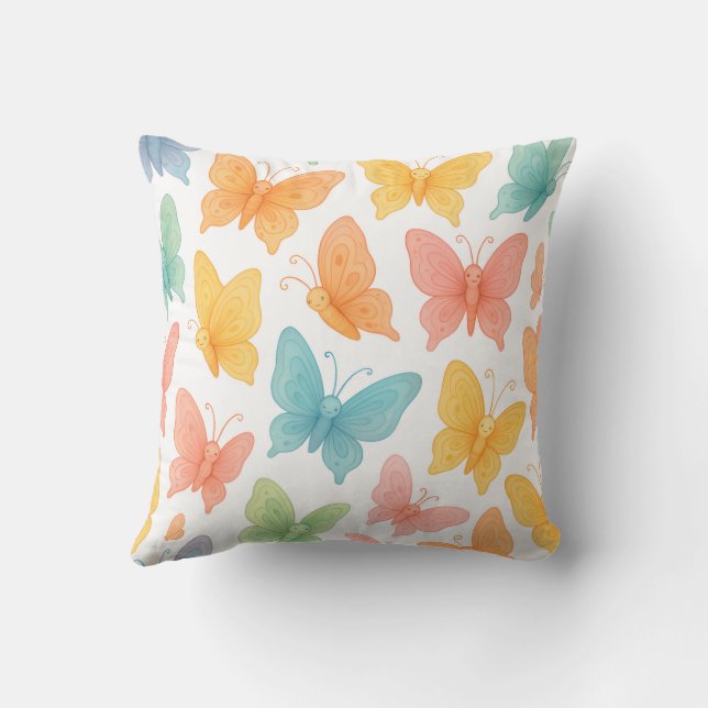 "Whimsical Butterflies" Throw Pillow Kudde (Baksida)