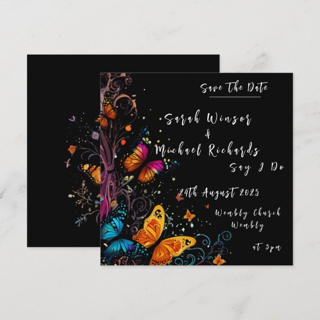 Whimsical Butterfly Garden Wedding bjudande Inbjudningar (Fram/baksida)