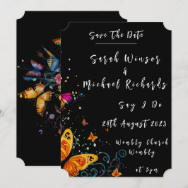 Whimsical Butterfly Garden Wedding bjudande Spara Datumet