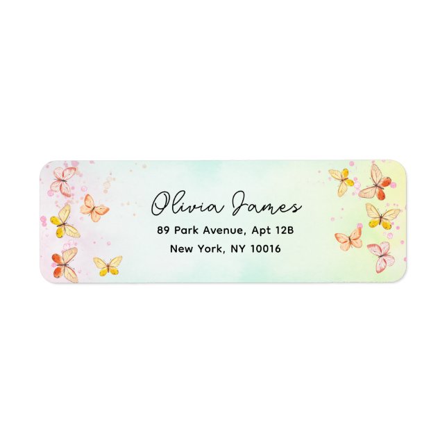  Whimsical Butterfly Girl 1st Birthday   Returadress Etikett (Framsidan)