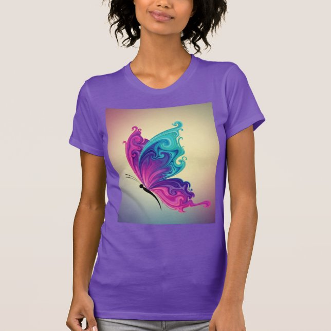 Whimsical Butterfly in Motion T Shirt (Framsida)