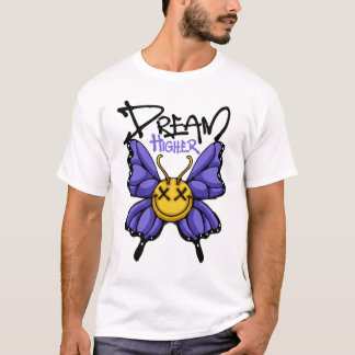 Whimsical Butterfly With Smile Streetwear T Shirt