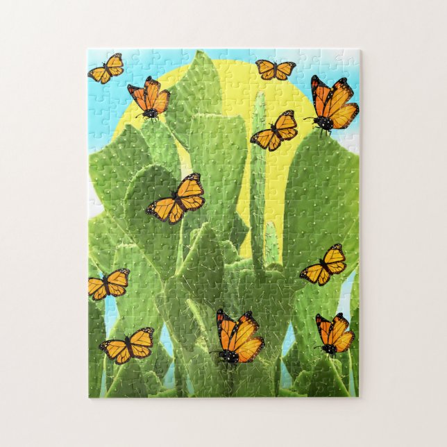 Whimsical Cactus And Butterflies Pussel (Vertikal)