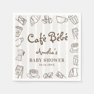 Whimsical Cafe Bebe Brunrandig Bebis-fest Pappersservett