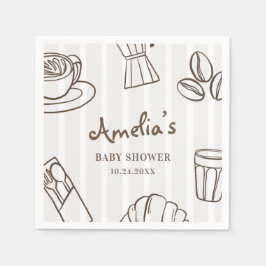 Whimsical Cafe Bebe Randig Baby Shower Pappersservett