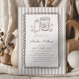 Whimsical Cafe Bebe Randiga Baby Shower Inbjudningar