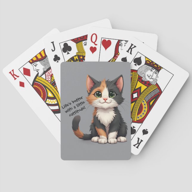 Whimsical Calico Kitten med Cattige Casinokort (Baksidan)