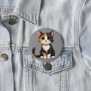 Whimsical Calico Kitten med Cattige Knapp