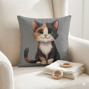 Whimsical Calico Kitten med Cattige Kudde