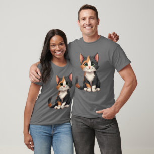 Whimsical Calico Kitten med Cattige T Shirt