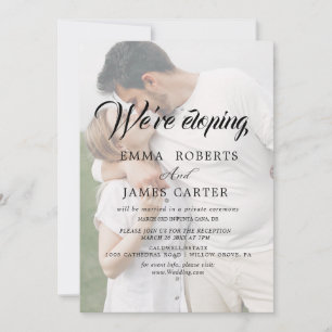 Whimsical Calligraphy Bleknad Foto Elopement Inbjudningar