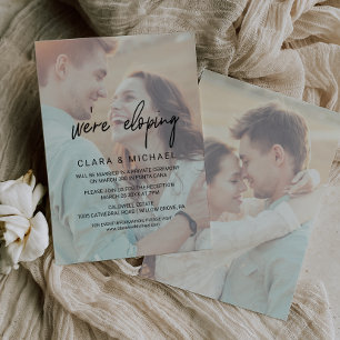 Whimsical Calligraphy Bleknad Foto Elopement Inbjudningar