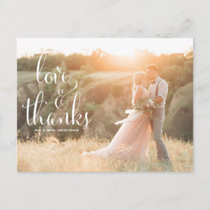WHIMSICAL CALLIGRAPHY BRÖLLOP TACK POSTCARD VYKORT