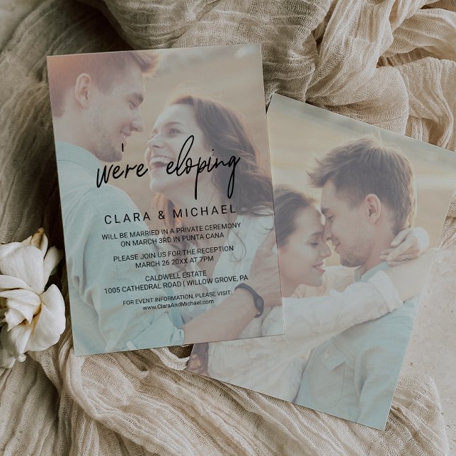 Whimsical Calligraphy | Elopement med bleknande fo Inbjudningar (Skapare uppladdad)