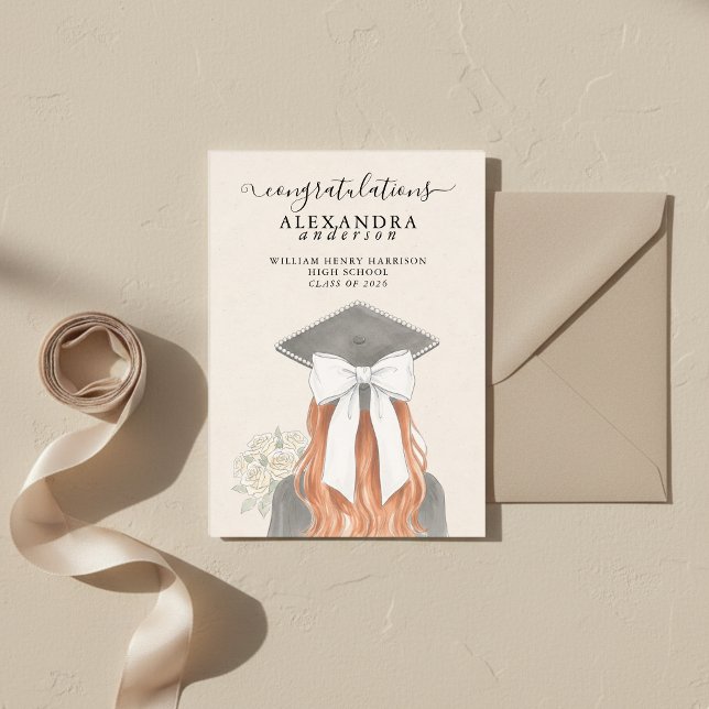 Whimsical Calligraphy Graduation Bow Photo Meddelande (Whimsical Calligraphy Graduation Bow Photo Announcement)
