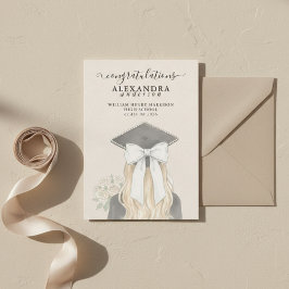 Whimsical Calligraphy Graduation Bow Photo Meddelande