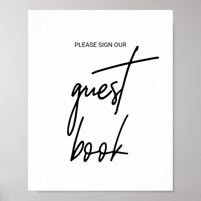 Whimsical Calligraphy Guest Bok Sign Poster (Framsidan)