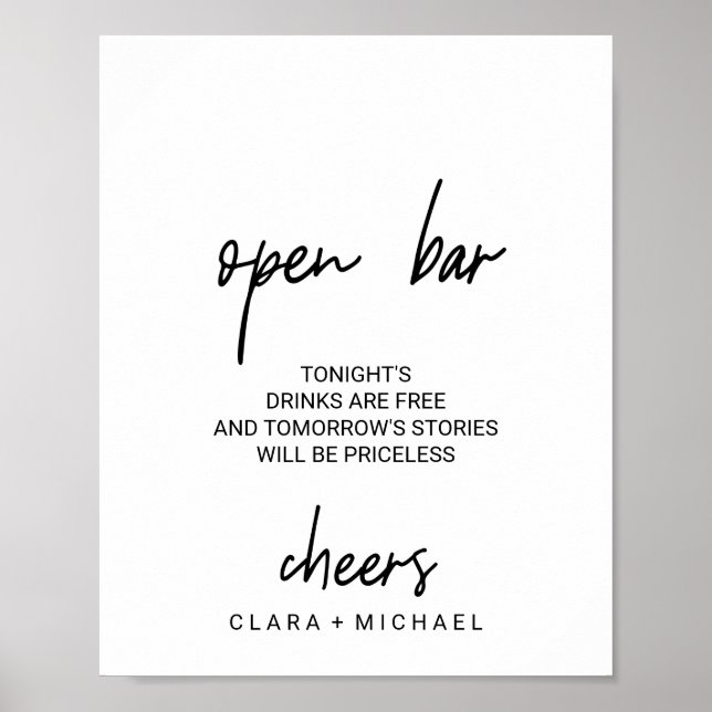 Whimsical Calligraphy Open Pub Sign Poster (Framsidan)