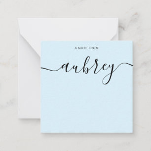 Whimsical Calligraphy Pastellblå Notkort Anteckningskort