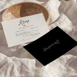 Whimsical Calligraphy Wedding RSVP Card Minimalist OSA Kort