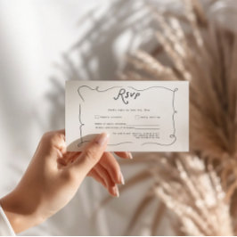 Whimsical Calligraphy Wedding RSVP Card OSA Kort