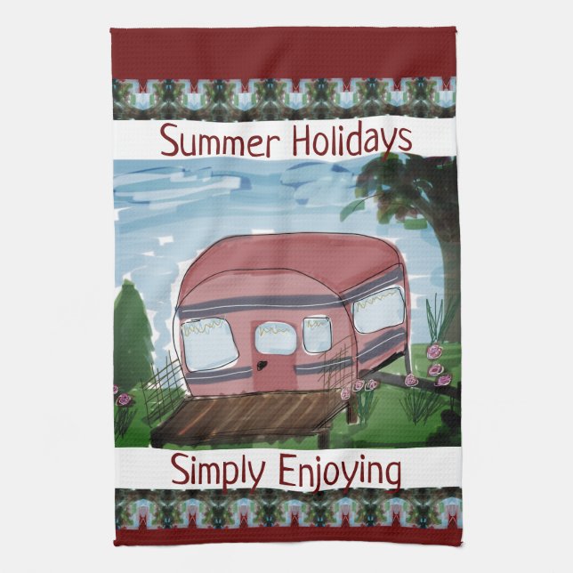 Whimsical Camping Designad Kökshandduk (Vertikal)