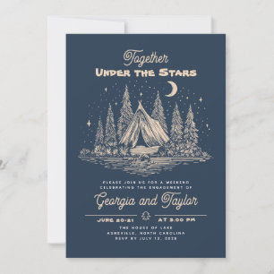 Whimsical Camping Under the Stars Förlovningsfest Inbjudningar