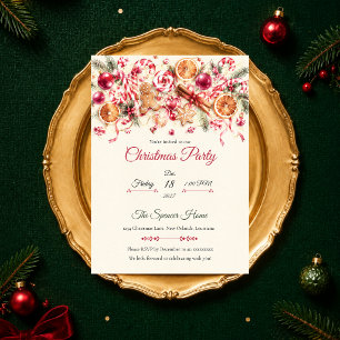 Whimsical Candy Cane Citrus Julfest Inbjudningar