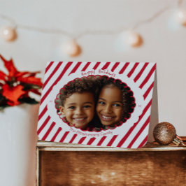 Whimsical Candy Cane-randig julfotokort Helgkort