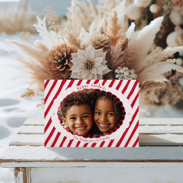Whimsical Candy Cane Stripe Holiday Photo Card Julkort