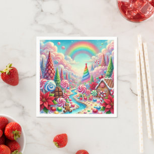 Whimsical Candy Dreamscape & Poinsettia Decoupage Pappersservett