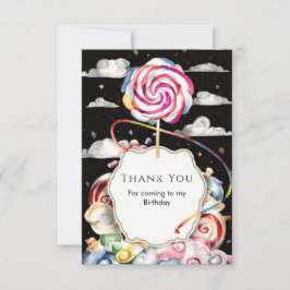 Whimsical Candyland Födelsedag Tack Kort