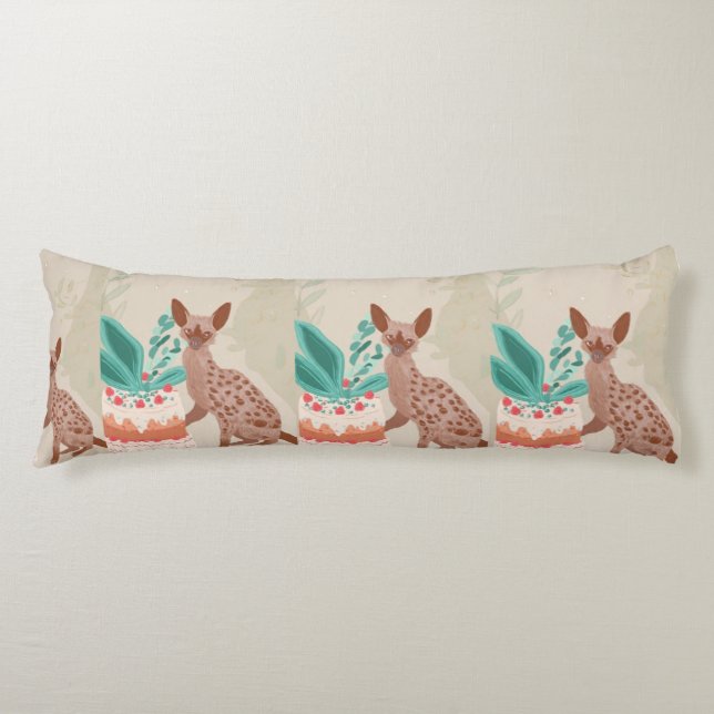 Whimsical Canid med Tårta – Elegant Kroppskudde (Framsidan)