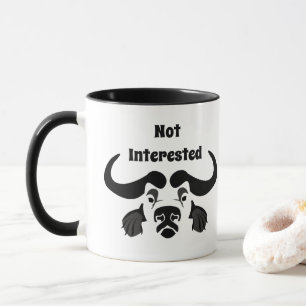 Whimsical Cape Buffalo i Svarta Bläck Dekorativ ku Mugg