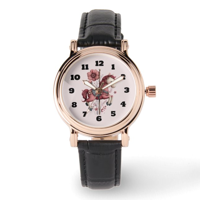 Whimsical Carousel Horse Image Armbandsur (Framsida)