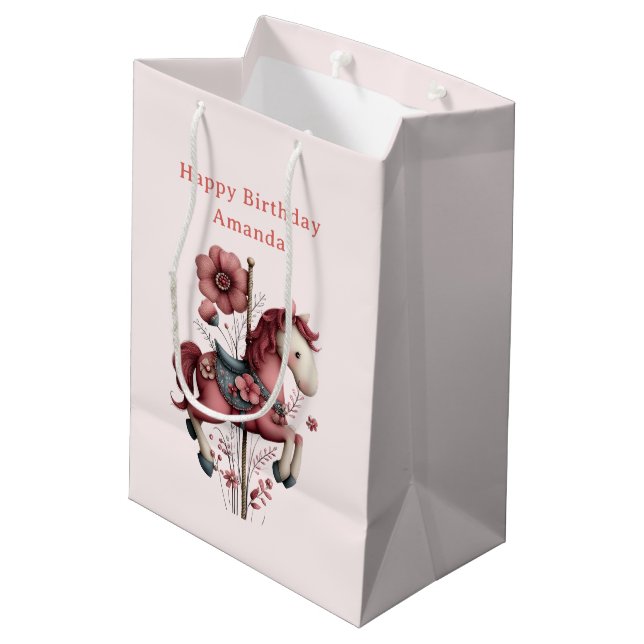 Whimsical Carousel Horse Image Birthday (Baksidan Vinklad)