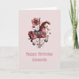 Whimsical Carousel Horse Image Birthday Kort