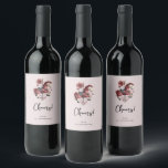 Whimsical Carousel Horse Image Cheers Vinflaska Etikett<br><div class="desc">Bottle labels with a cute retro style carousel horse. Drawn in Pretty pink colors with fancy flowers.</div>