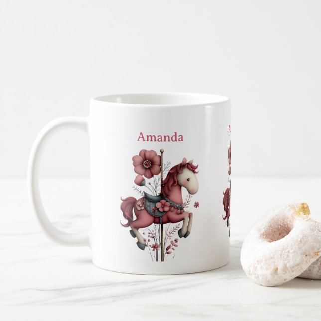 Whimsical Carousel Horse Image Kaffemugg (Med munk)