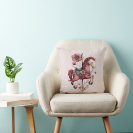 Whimsical Carousel Horse Image Kudde