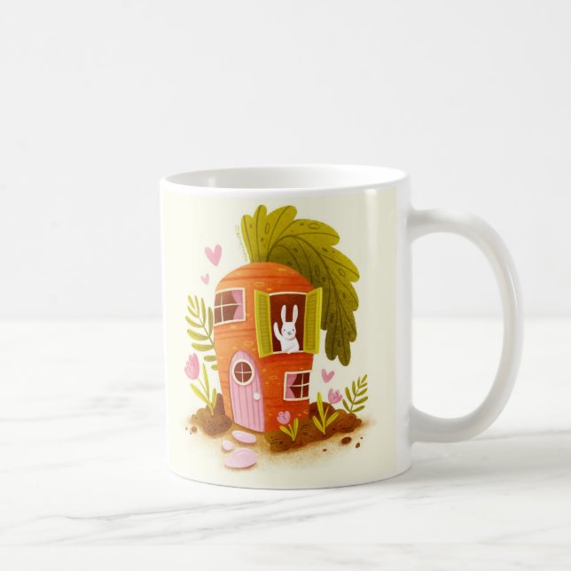 Whimsical Carrot Bunny House Mug Cute Farm Animals Kaffemugg (Höger)