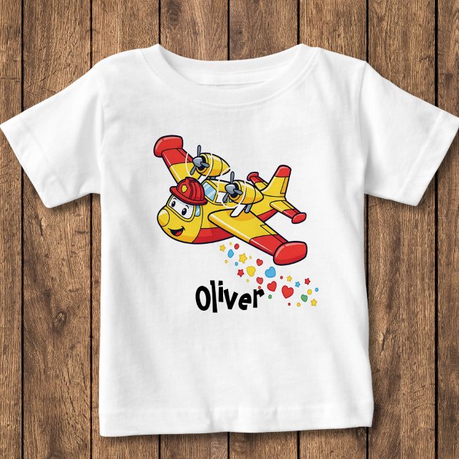 Whimsical Cartoon Brandflygplan  T Shirt (Skapare uppladdad)