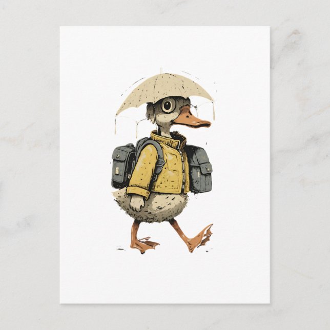 Whimsical Cartoon Duck Postcard Vykort (Framsida)