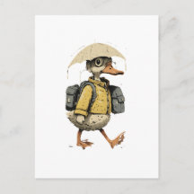 Whimsical Cartoon Duck Postkort