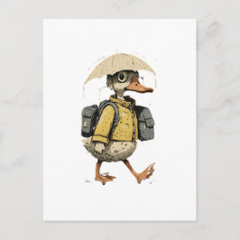 Whimsical Cartoon Duck Postkort Vykort