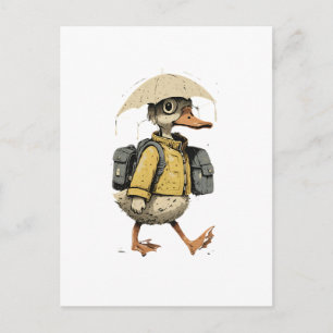 Whimsical Cartoon Duck Postkort Vykort