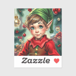 Whimsical Cartoon Elf | Christmas Klistermärken